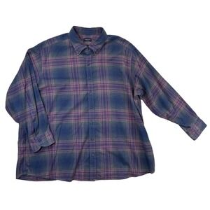 Proper Cloth Shirt Mens 19-33 Pink Navy Plaid Flannel Cotton Untuck Button-up